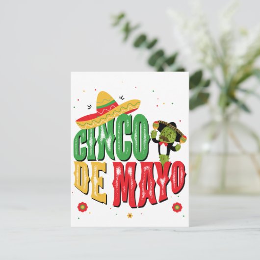 Cinco De Mayo mit Hat Cactus Funny Cinco De Mayo Postkarte (Stehend Vorderseite)
