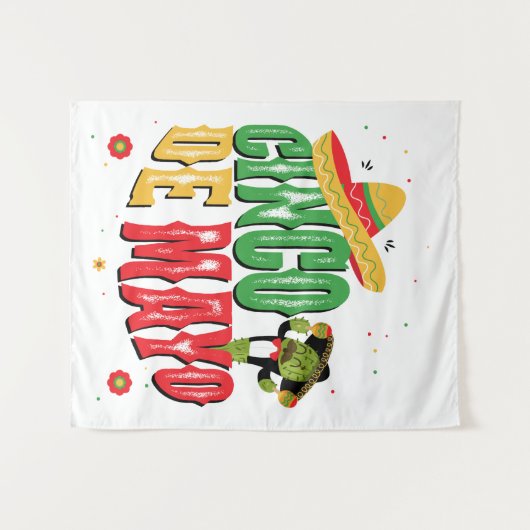 Cinco De Mayo mit Hat Cactus Funny Cinco De Mayo Wandteppich (Vorderseite (Horizontal))