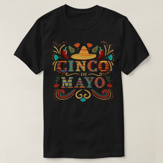 Cinco De Mayo mit Sombrero, Chili, T-Shirt (Design vorne)