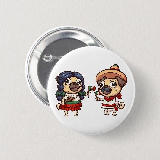 Cinco De Mayo Mops Button (Vorne & Hinten)