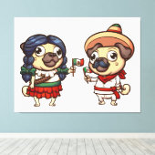 Cinco De Mayo Mops Canvas Print Leinwanddruck (Insitu (Holzboden))