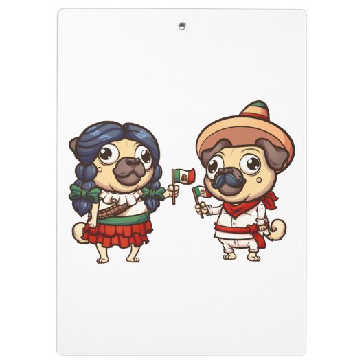 Cinco De Mayo Mops Clipboard Klemmbrett (Rückseite)