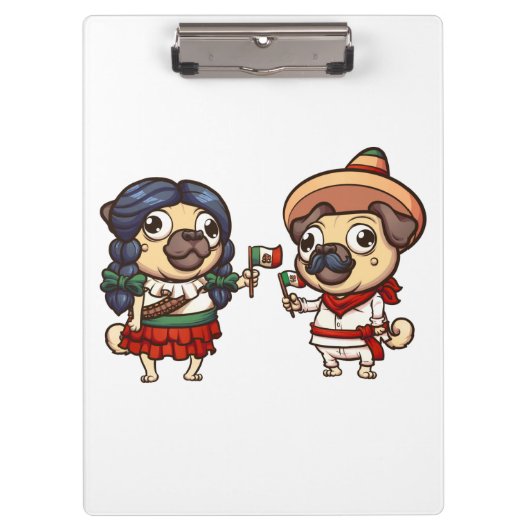 Cinco De Mayo Mops Clipboard Klemmbrett (Vorderseite)