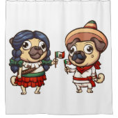 Cinco De Mayo Mops Duschvorhang (Vorderseite)