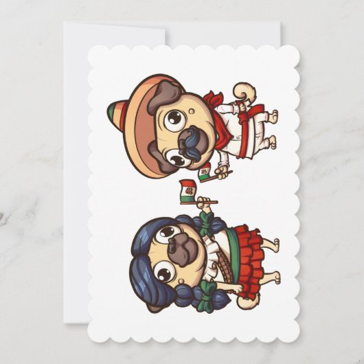 Cinco De Mayo Mops Flat Greeting Card Einladung (Vorderseite)