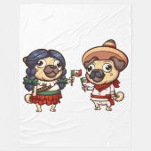 Cinco De Mayo Mops Fleece Blanket (Vorderseite)
