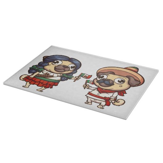 Cinco De Mayo Mops Glass Cutting Board Schneidebrett (Ecke)