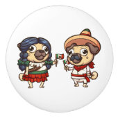 Cinco De Mayo Mops Knob Keramikknauf (Vorderseite)