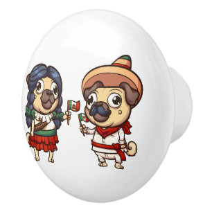 Cinco De Mayo Mops Knob Keramikknauf
