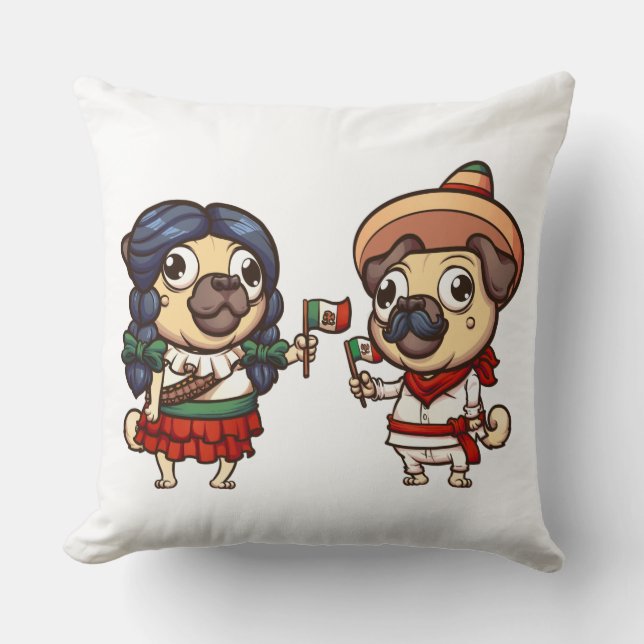 Cinco De Mayo Mops Pillow Kissen (Vorderseite)