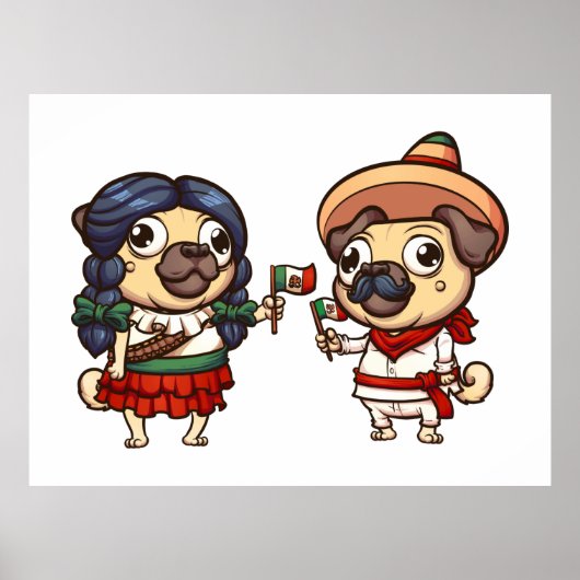 Cinco De Mayo Mops Poster (Vorne)