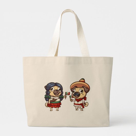 Cinco De Mayo Mops Tote Bag Jumbo Stoffbeutel (Rückseite)