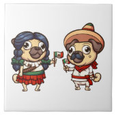Cinco De Mayo Möpsen Tile Fliese (Vorderseite)