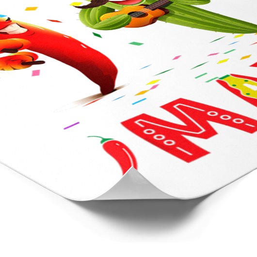 Cinco De Mayo Mustache Sonnenbrillen Cactus Mexica Poster (Ecke)