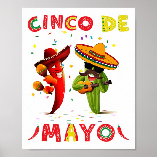 Cinco De Mayo Mustache Sonnenbrillen Cactus Mexica Poster (Vorne)