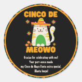 Cinco De Mayo - Niedliche Katze Vielen Dank Runder Aufkleber (Vorderseite)