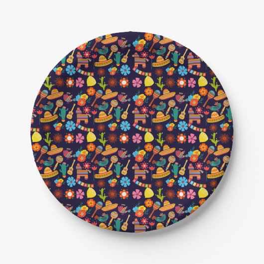 Cinco De Mayo niedliches Muster Pappteller (Vorderseite)