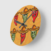 Cinco de Mayo Paprika Runde Wanduhr (Winkel)