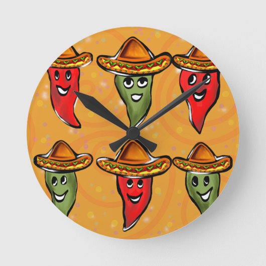 Cinco de Mayo Paprika Runde Wanduhr (Vorderseite)