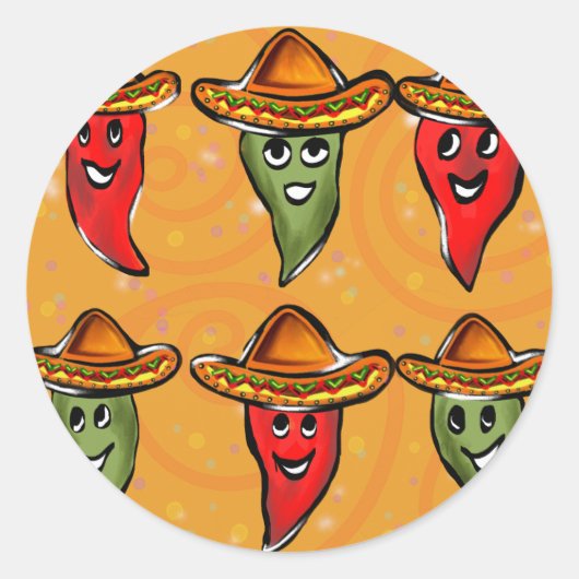Cinco de Mayo Paprika Runder Aufkleber (Vorderseite)