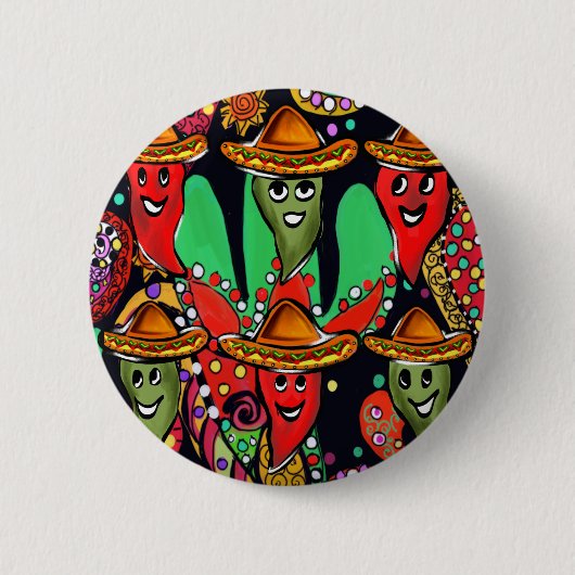 Cinco de Mayo Paprikaschoten Button (Vorderseite)