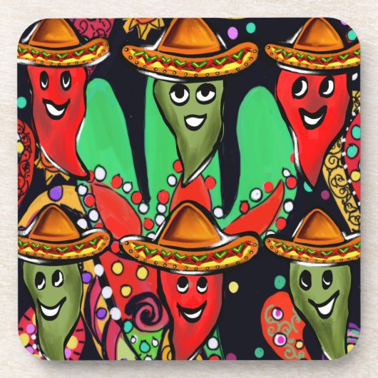 Cinco de Mayo Paprikaschoten Getränkeuntersetzer (Vorderseite)