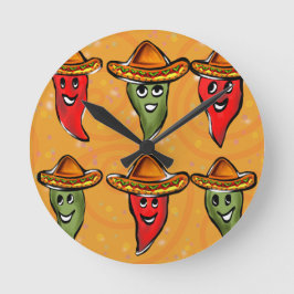 Cinco de Mayo Paprikaschoten Runde Wanduhr