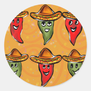 Cinco de Mayo Paprikaschoten Runder Aufkleber