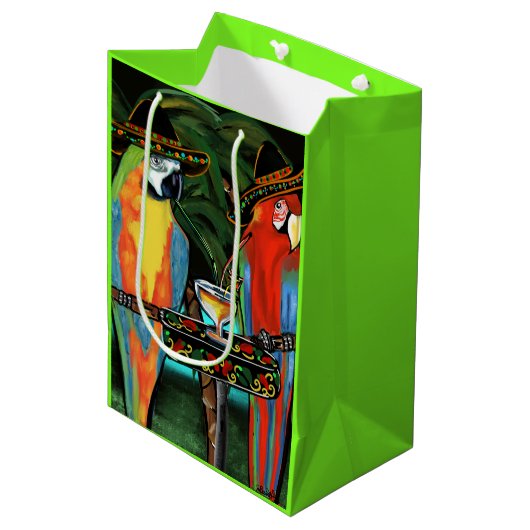 CINCO DE MAYO PARROTS MITTLERE GESCHENKTÜTE (Vorderseite Schrägansicht)