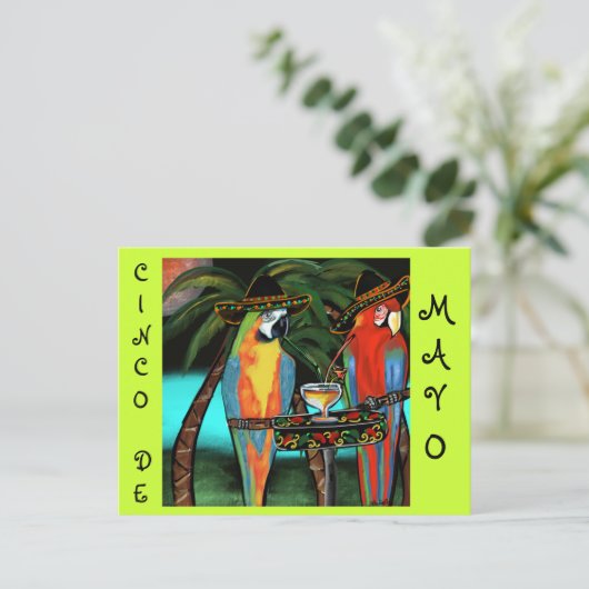 CINCO DE MAYO PARROTS POSTKARTE (Stehend Vorderseite)