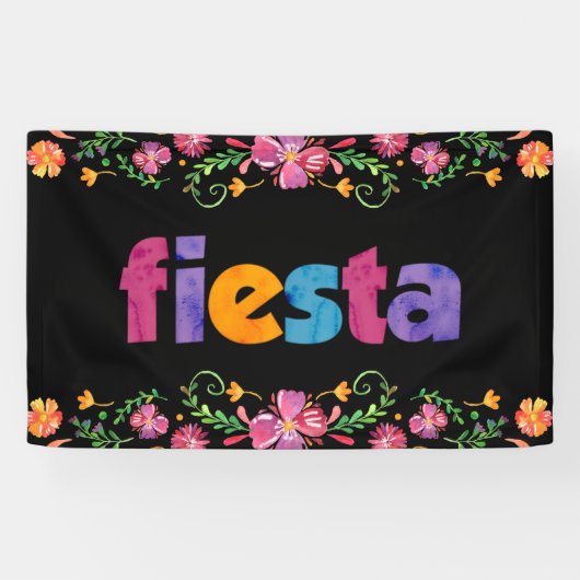 Cinco de Mayo Party Banner - Lebendige Blumenmuste (Horizontal)