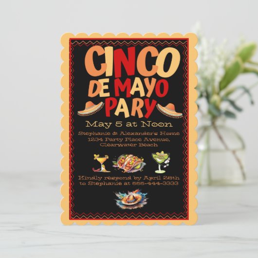 Cinco De Mayo Party Einladung (Stehend Vorderseite)