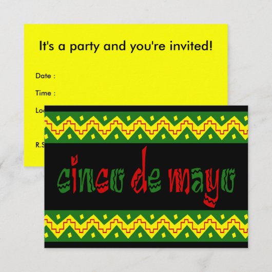 cinco de mayo Party Einladung (Vorne/Hinten)