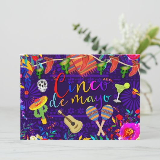Cinco De Mayo Party Einladung (Stehend Vorderseite)