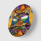 Cinco De Mayo Party Parrot Runde Wanduhr (Winkel)