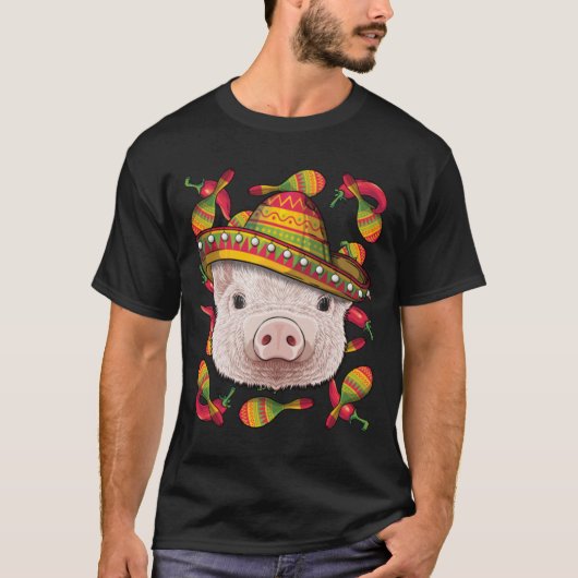 Cinco de Mayo Pig Sombrero Mexican Pig Fiesta Part T-Shirt (Vorderseite)