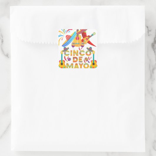 cinco de mayo quadratischer aufkleber (Tasche)