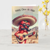 Cinco de Mayo Red Chili Pepper Guitarist Karte (Gelbe Blume)