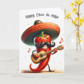 Cinco de Mayo Roter Chili Pfeffer Musiker Karte (Gelbe Blume)