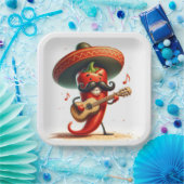 Cinco de Mayo Roter Chili Pfeffer Musiker Pappteller (Party)