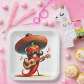 Cinco de Mayo Roter Chili Pfeffer Musiker Pappteller (Party)