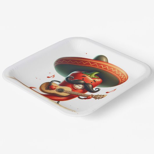 Cinco de Mayo Roter Chili Pfeffer Musiker Pappteller (Gewinkelt)