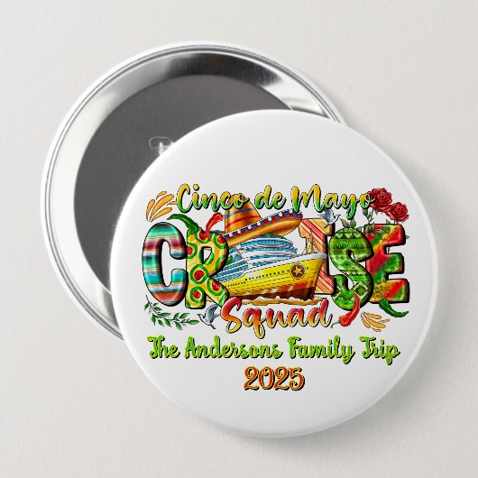Cinco De Mayo Schifffahrt Shirt Individuelle Name Button (Vorne & Hinten)