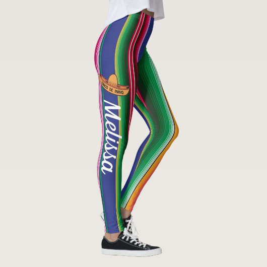 Cinco de Mayo Serape Blanket Muster NAME Leggings (Rechts)