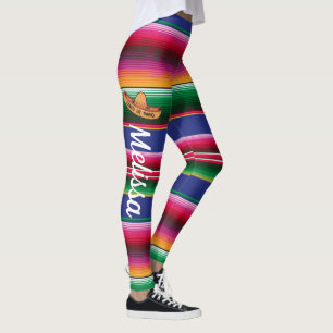 Cinco de Mayo Serape Blanket Muster NAME Leggings