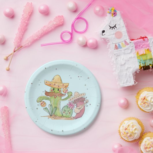 Cinco de Mayo Singing Cactus und Pepper Mariachis Pappteller (Party)