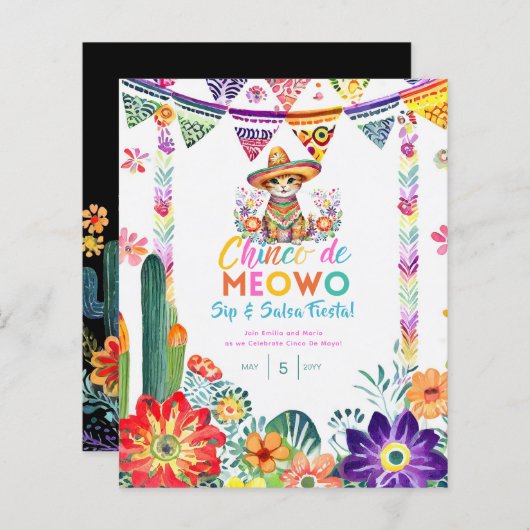 Cinco De Mayo Sip und Salsa Funny Cat FIESTA (Vorne/Hinten)