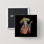 Cinco De Mayo Skeleton Skull Fiesta Guitar Button (Vorne & Hinten)