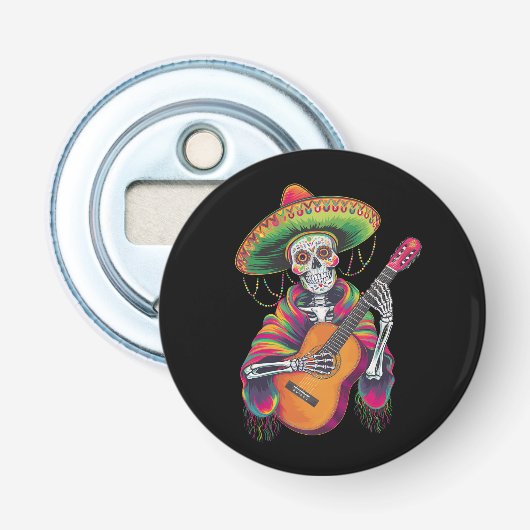 Cinco De Mayo Skeleton Skull Fiesta Guitar Flaschenöffner (Vorderseite)