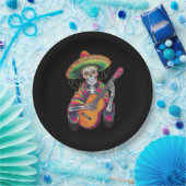 Cinco De Mayo Skeleton Skull Fiesta Guitar Pappteller (Party)